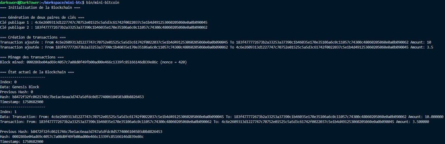 Output Mini-btc